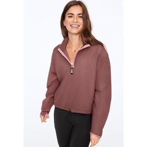 PINK VICTORIA’S SECRET 
POLAR FLEECE HALF ZIP TOP SIZE LARGE